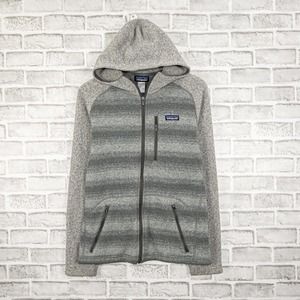 Patagonia Better Sweater Full Zip Fleece Jacket Gray Striped Size Medium